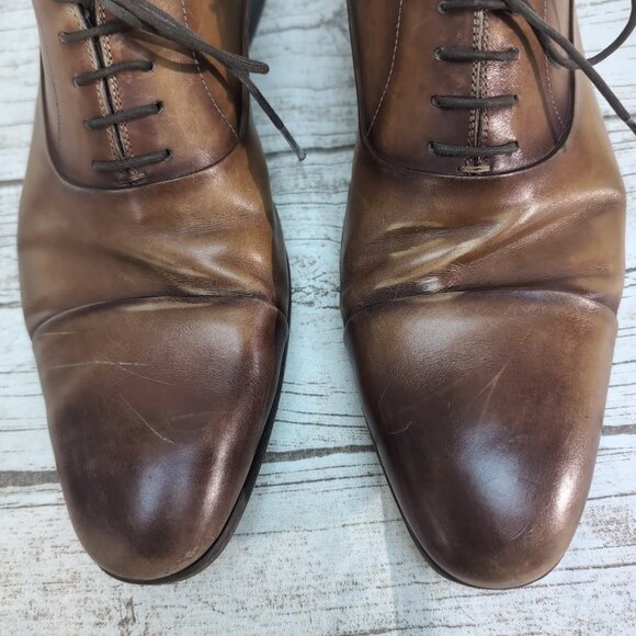 Magnanni Flex Brown Leather Oxford Dress Shoes Men Size 11 - Picture 2 of 8